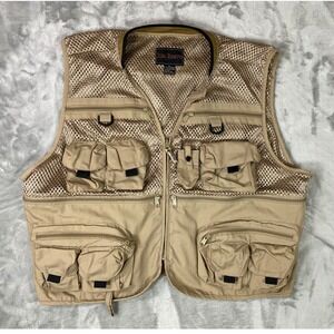 Rio Bravo Fishing Utility Vest Mens XXL Tan Mesh Multi-Pocket Gorpcore Outdoor